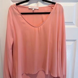Lovers + Friends Blush Pink Long Sleeve V-Neck Top